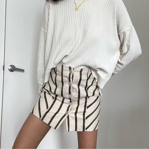 BNWOT Intermix linen stripe skirt